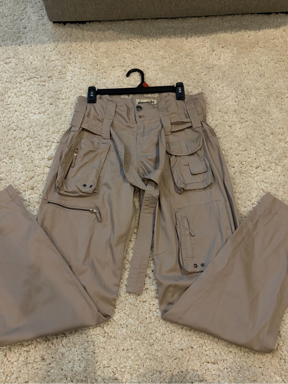 Johnny Was Womens Cargo Pants in Taupe with Utility Pockets